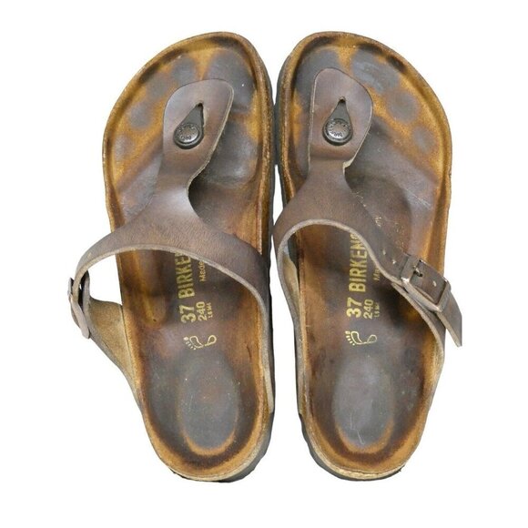 Birkenstock‎ Gizeh Brown Leather Sandals Size 37 beach boho - Picture 1 of 10